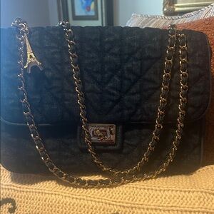 Karl Lagerfeld Elegant Denim Quilted Chain Bag
